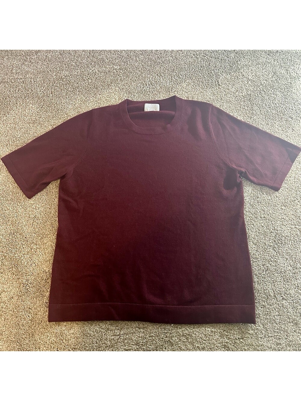 Pure Collection Cashmere Short Sleeved Top Size 18 Burgundy Great Shape!